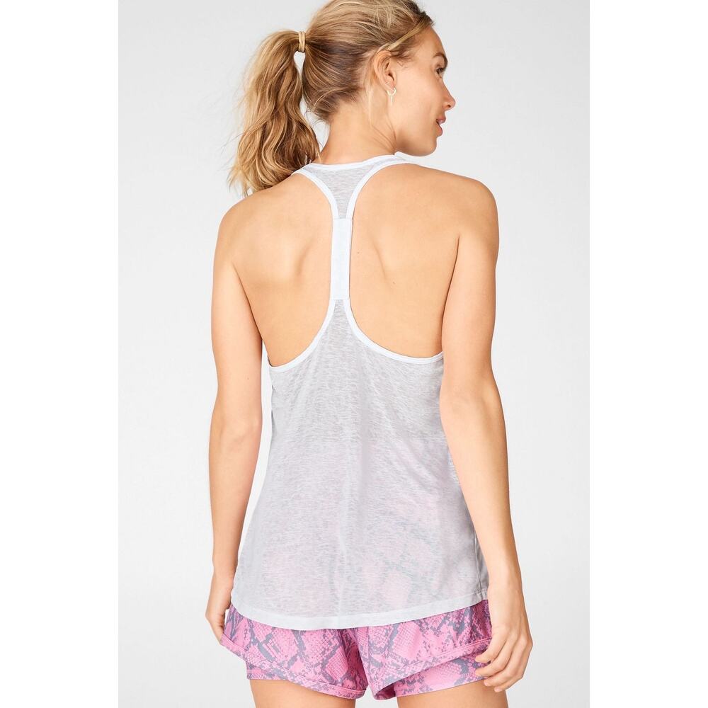 Fabletics Gray Sheer Racerback Tank Top Flowy Lightweight Active XS S